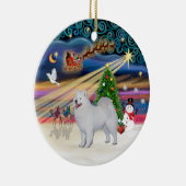 Kerstmagie - Samojeed (standaard) Keramisch Ornament (Rechts)