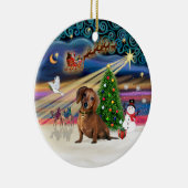 Kerstmagie - Sausaus (bruin 2) Keramisch Ornament (Rechts)