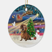 Kerstmagie - Sausaus (bruin 2) Keramisch Ornament (Links)