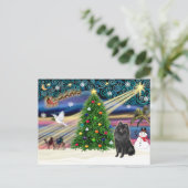 Kerstmagie Schipperke Feestdagenkaart (Staand voorkant)