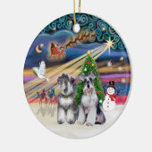 Kerstmagie - Schnauzers (Twee) Keramisch Ornament (Links)