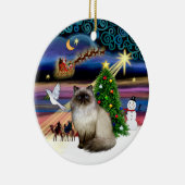 Kerstmagie - Seal Point Himalayan 7 Keramisch Ornament (Rechts)