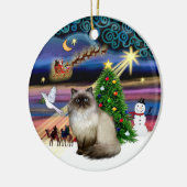 Kerstmagie - Seal Point Himalayan 7 Keramisch Ornament (Links)