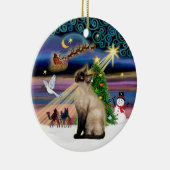 Kerstmagie - Seal Point Siamees Keramisch Ornament (Rechts)