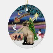 Kerstmagie - Seal Point Siamees Keramisch Ornament (Links)