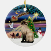 Kerstmagie - Seal Point Siamees Keramisch Ornament (Achterkant)