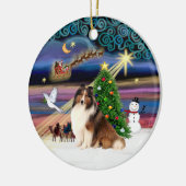 Kerstmagie - Sheltie #7 Keramisch Ornament (Links)