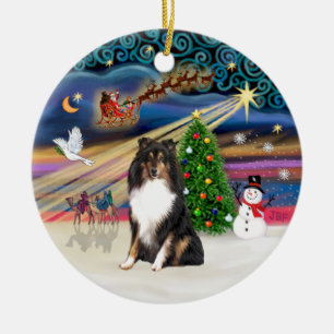 Kerstmagie - Shetland Sheepdog (tri) Keramisch Ornament