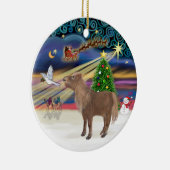 Kerstmagie - Shetlandpony Keramisch Ornament (Rechts)