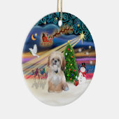 Kerstmagie - Shih Tzu (P) Keramisch Ornament (Rechts)