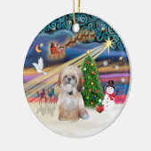 Kerstmagie - Shih Tzu (P) Keramisch Ornament (Links)