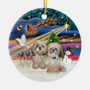 Kerstmagie - Shih Tzu (TWO - P+Y) Keramisch Ornament