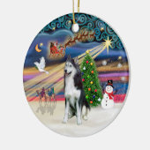 Kerstmagie - Siberische Husky 2 Keramisch Ornament (Links)