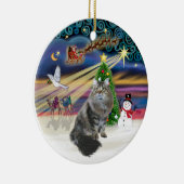 Kerstmagie - Siberische Kat Keramisch Ornament (Rechts)
