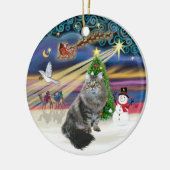 Kerstmagie - Siberische Kat Keramisch Ornament (Links)