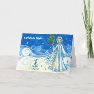 kerstmagie,  sneeuwdesign feestdagen kaart