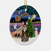 Kerstmagie - Tabby tijgerkat Keramisch Ornament (Rechts)