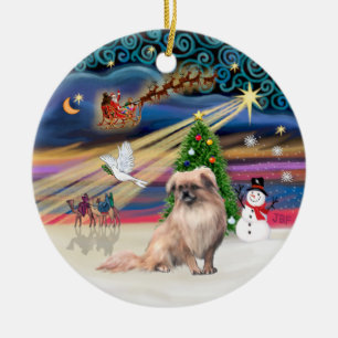Kerstmagie - Tibetaanse Spaniel (vaal) Keramisch Ornament