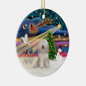 Kerstmagie - Tibetaanse Terrier (wit) Keramisch Ornament (Rechts)