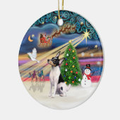 Kerstmagie - Toy Fox Terrier Keramisch Ornament (Links)