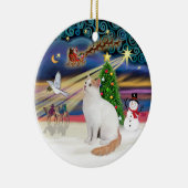 Kerstmagie - Turkse Van Cat Keramisch Ornament (Rechts)