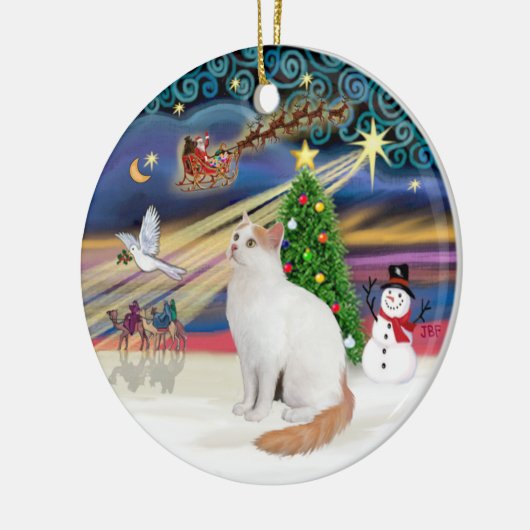 Kerstmagie - Turkse Van Cat Keramisch Ornament (Links)