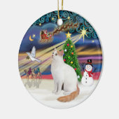 Kerstmagie - Turkse Van Kat Keramisch Ornament (Links)