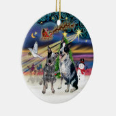 Kerstmagie - Twee Australische veedogs Keramisch Ornament (Rechts)