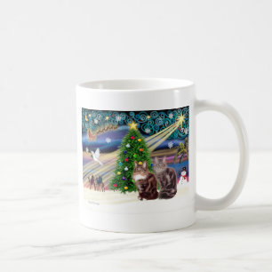 Kerstmagie - Twee Maine Coon katten Koffiemok