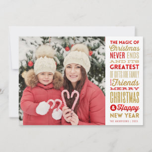 KERSTMAGIE Vakantie typografie fotokaart Kaart