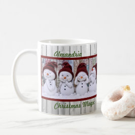 Kerstmagie Vier Schattige Sneeuwmannen Prettig Ker Koffiemok