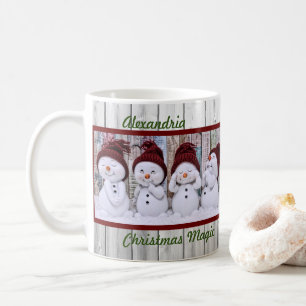 Kerstmagie Vier Schattige Sneeuwmannen Prettig Ker Koffiemok