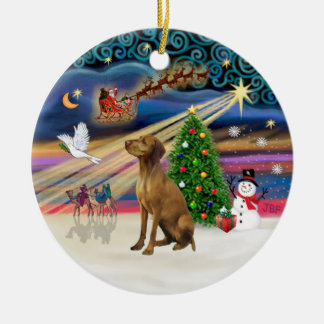 Kerstmagie - Vizsla #2 Keramisch Ornament