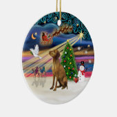 Kerstmagie - Vizsla #2 Keramisch Ornament (Rechts)