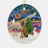 Kerstmagie - Vizsla #2 Keramisch Ornament (Links)