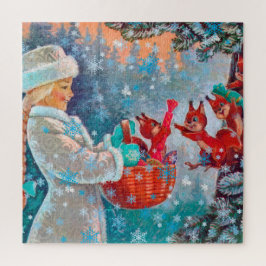 Kerstmagie voor eekhoorns en meisjes legpuzzel