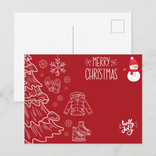Kerstmagie: vreugdevolle Kaarten met vakantiemotie (Voorkant / Achterkant)