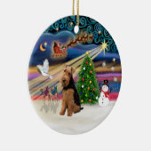 Kerstmagie - Welsh Terrier Keramisch Ornament (Rechts)