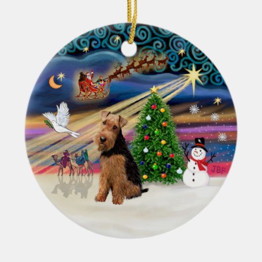 Kerstmagie - Welsh Terrier Keramisch Ornament (Voorkant)
