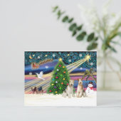 Kerstmagie - Wire Fox Terriers (twee) Feestdagenkaart (Staand voorkant)