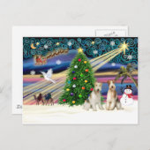 Kerstmagie - Wire Fox Terriers (twee) Feestdagenkaart (Voorkant / Achterkant)