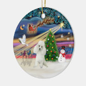 Kerstmagie - Witte Miniatuurpoedel Keramisch Ornament (Links)
