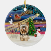 Kerstmagie - Yorkshire Terrier 17 Keramisch Ornament (Achterkant)