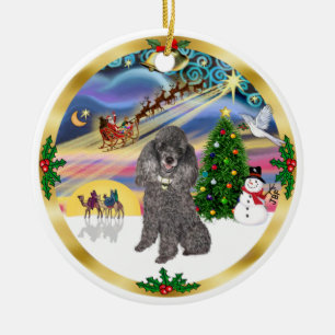 Kerstmagie - Zilveren Toy Poodle Keramisch Ornament