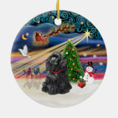 Kerstmagie - Zwarte Cocker Spaniel Keramisch Ornament (Achterkant)