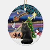 Kerstmagie - Zwarte Perzische kat Keramisch Ornament (Links)