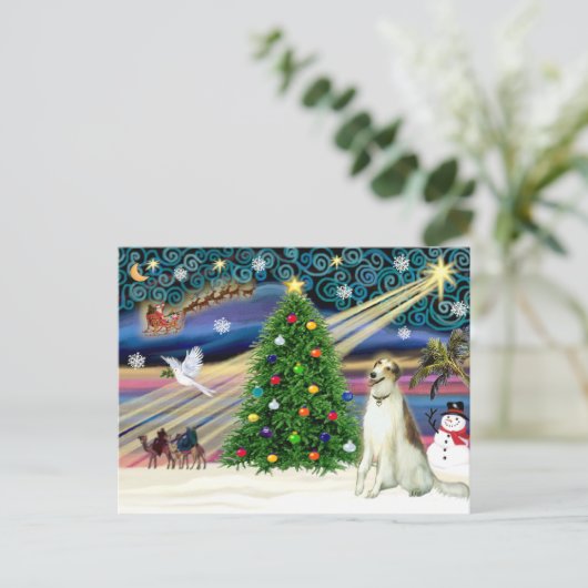 Kerstmagisch Borzoi Feestdagenkaart (Staand voorkant)