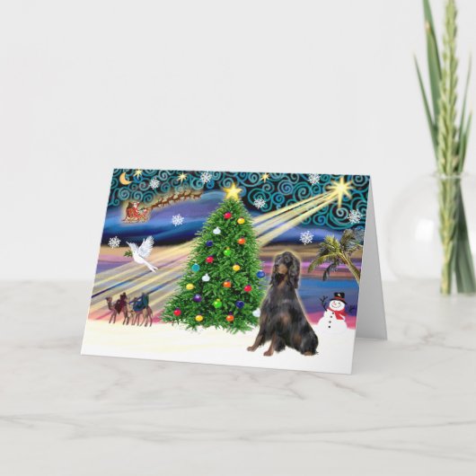 Kerstmagisch Gordon Setter Feestdagen Kaart (Voorkant)