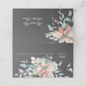 Kerstmagisch | Grijs | Poinsettia Wedding Plaatskaartje (Buitenkant ongevouwen)