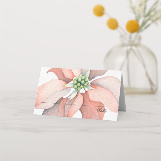 Kerstmagisch |Waterverf Poinsettia Wedding Plaatskaartje (Voorkant)